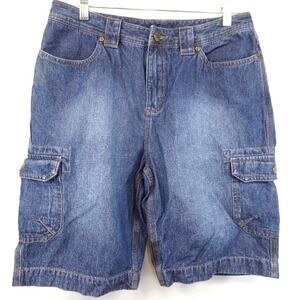 Duluth Trading Denim Cargo Carpenter Shorts Womens Blue Size‎ 10 Work Wear